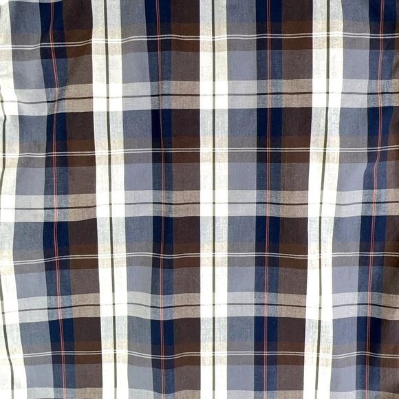 American Rag Mens Shirt Small Button Up Long Sleeves Blue Red Brown Plaid EUC - Picture 6 of 8